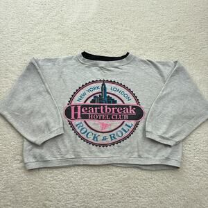 Rare Vintage Heartbreak Hotel Club Cropped Sweatshirt Medium 80s Made In USA